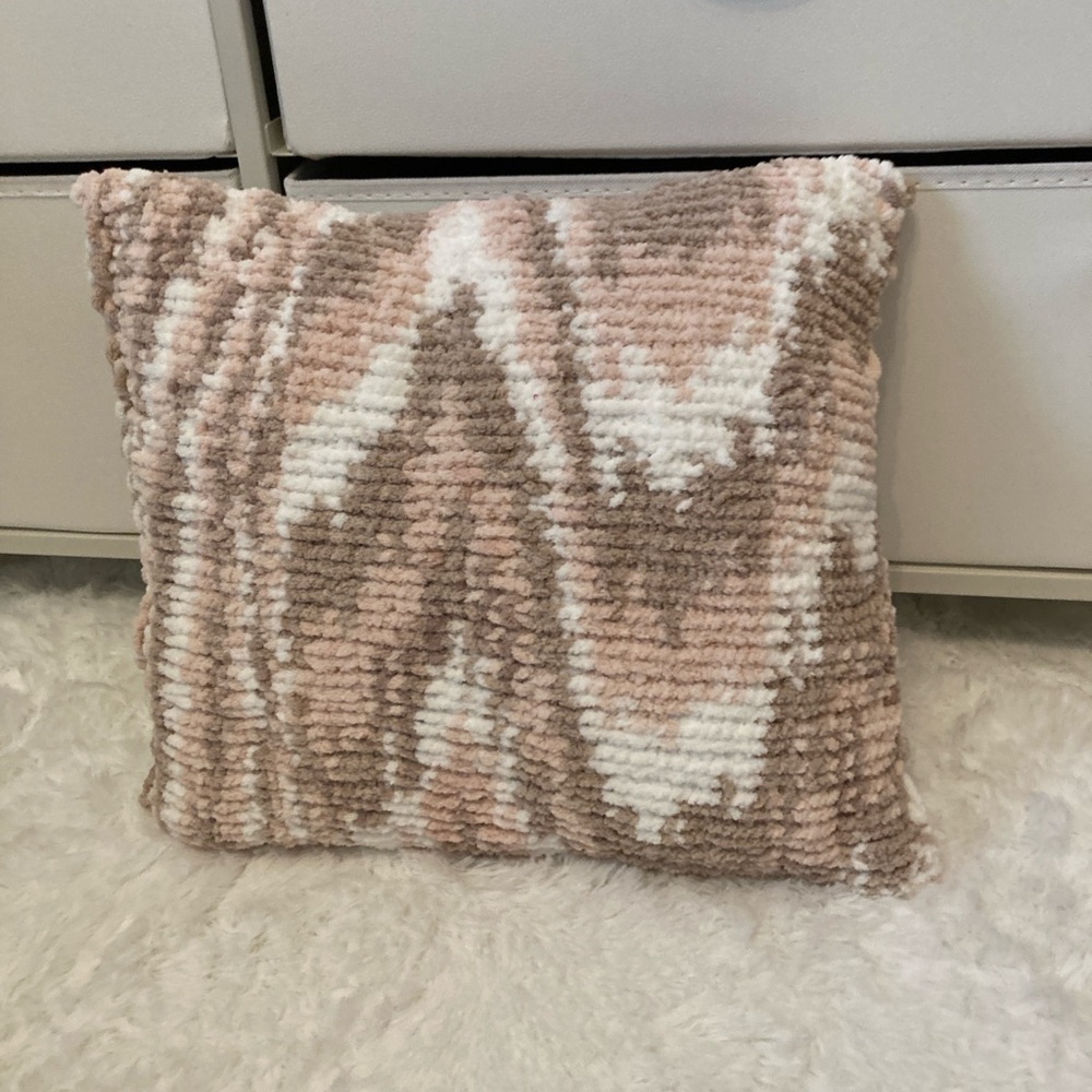 Pink and White Textured Accent Pillow Super Soft and Comfortable